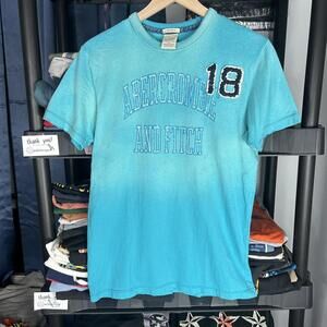 y2k aqua blue thrashed and faded abercrombie tee medium